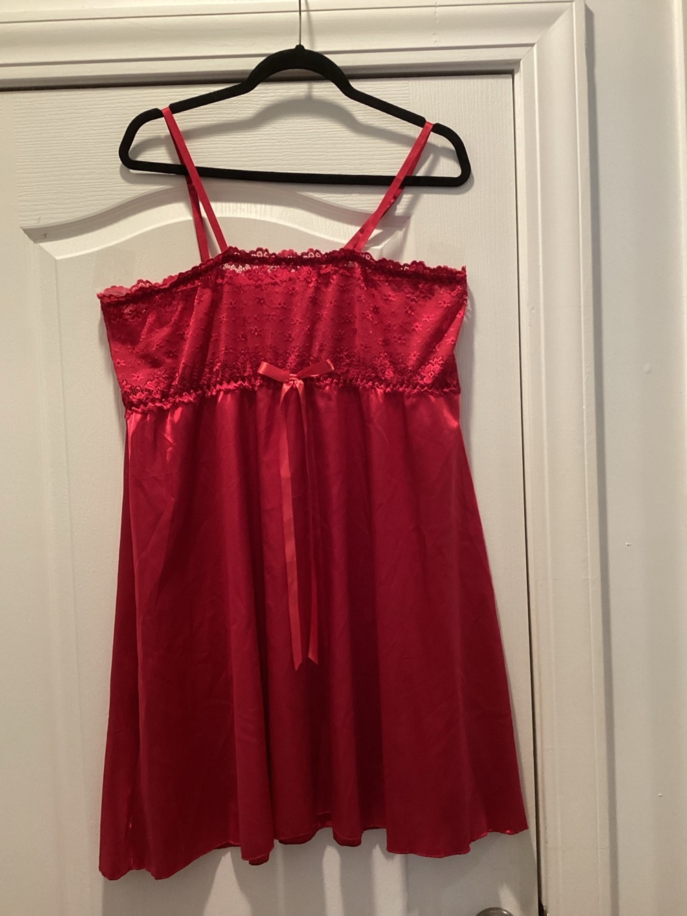 Red Satin Lace Babydoll Chemise Intimates